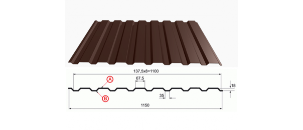 Профнастил коричневый оцинкованный  RAL 8017 С-20 купить недорого в Аксиньино