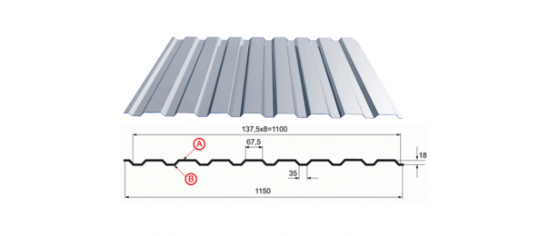Профнастил оцинкованный С-20 1100x2500 купить недорого в Аксиньино